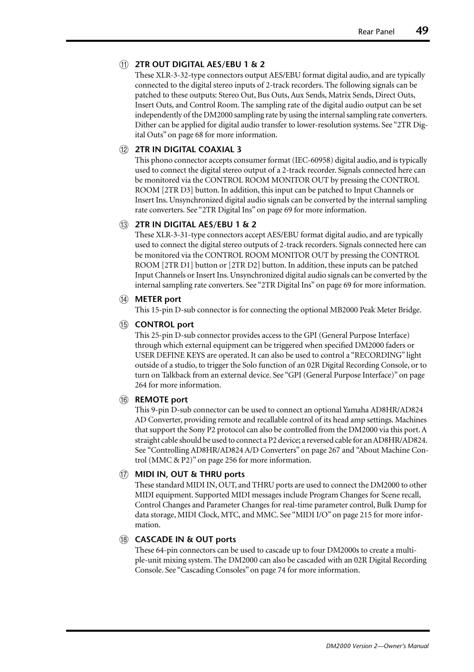 Yamaha DM2000 User Manual | Page 49 / 402