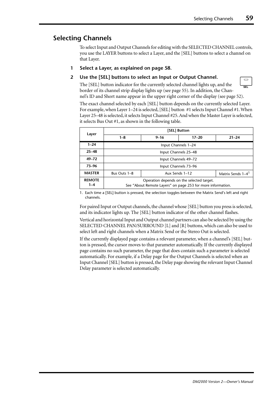 Selecting channels | Yamaha DM2000 User Manual | Page 59 / 402