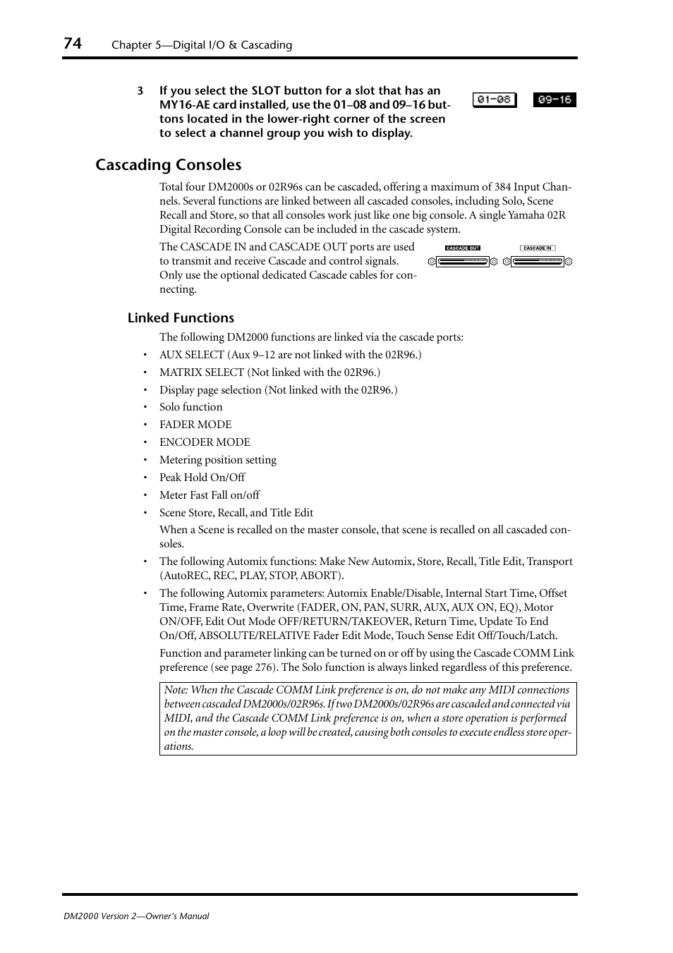 Cascading consoles | Yamaha DM2000 User Manual | Page 74 / 402