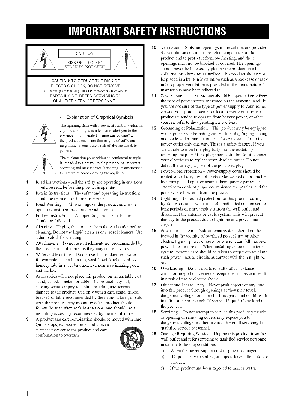Important safety instructions | Yamaha HTR-5835 User Manual | Page 2 / 81