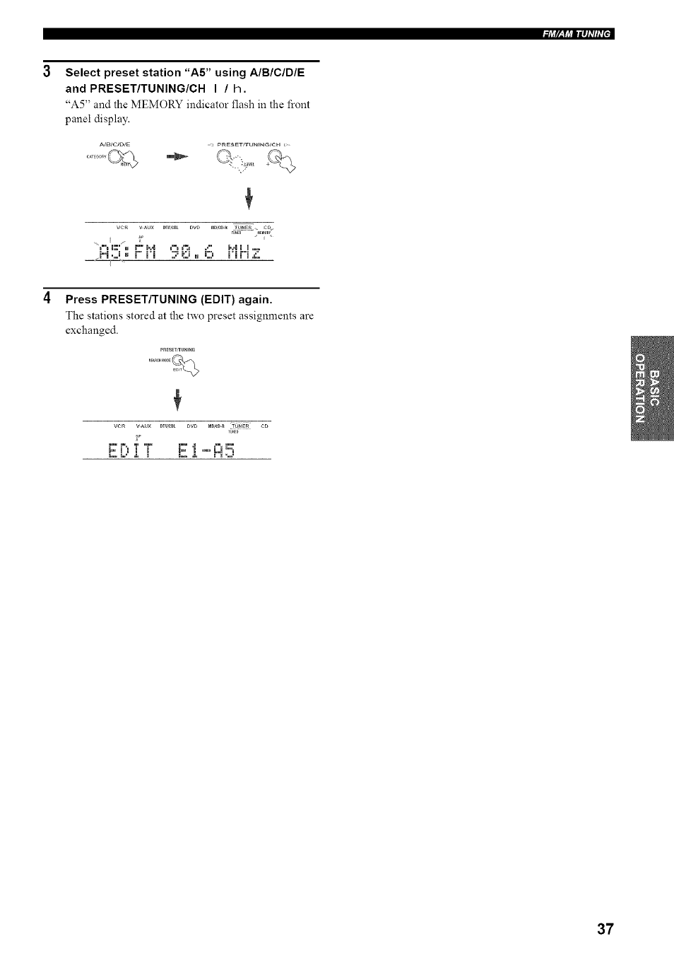 4 press preset/tuning (edit) again | Yamaha HTR-5835 User Manual | Page 41 / 81