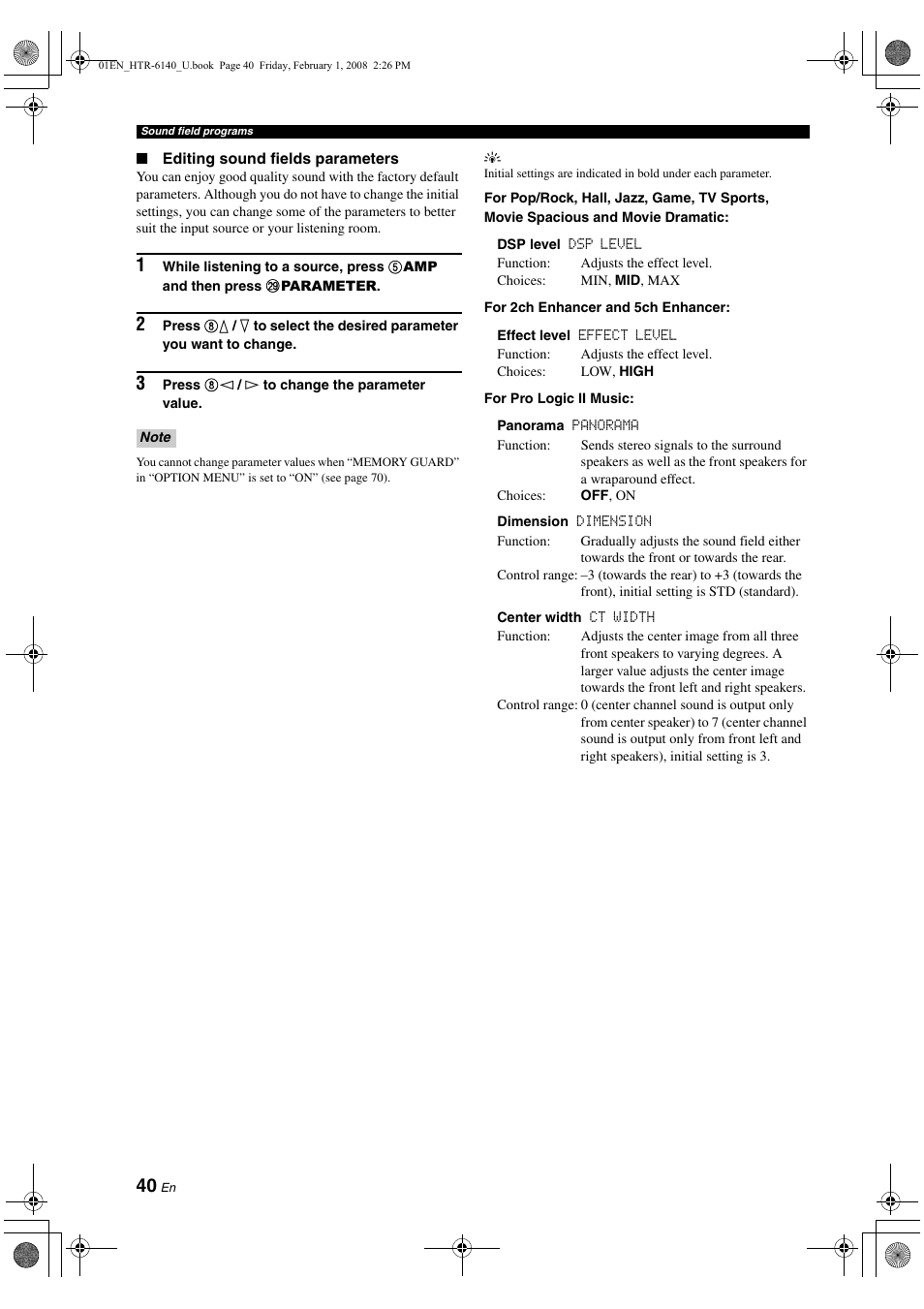 P. 40 | Yamaha HTR-6140 User Manual | Page 44 / 106