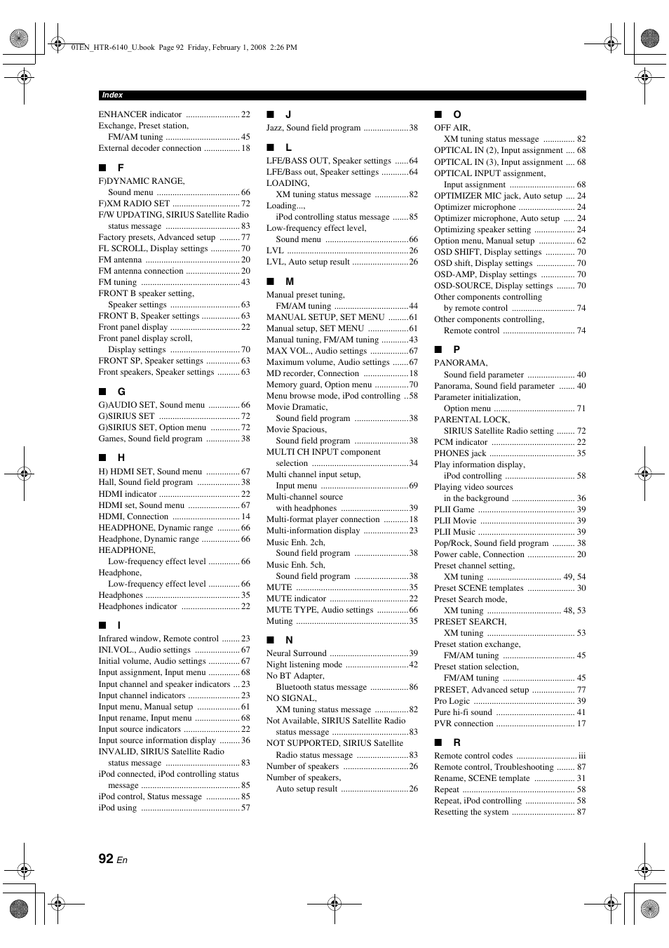 Yamaha HTR-6140 User Manual | Page 96 / 106