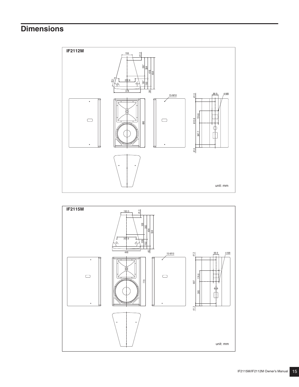 Dimensions | Yamaha IF2115M/64(W) User Manual | Page 5 / 6