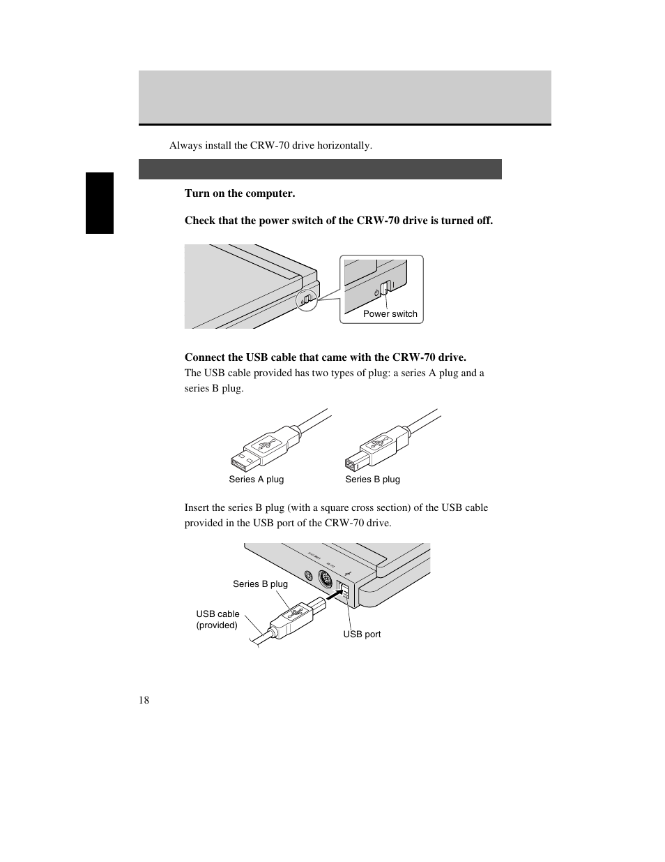 Step 1 connect the crw-70 drive, P. 18, P. 18) | Yamaha CD Recordable/Rewritable Drive CRW-70 User Manual | Page 27 / 61