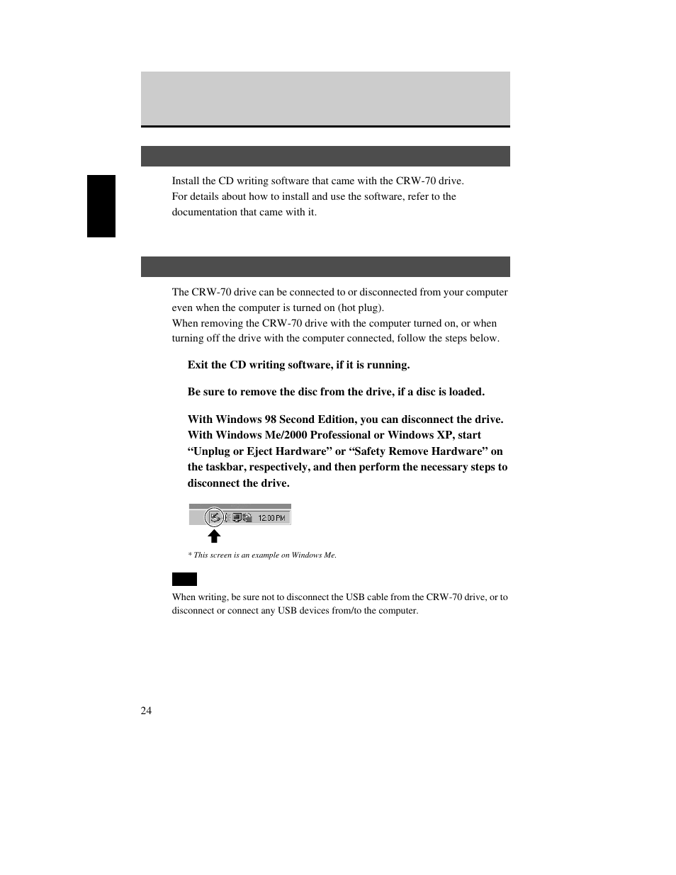 Step 4 install the cd writing software, Disconnecting the crw-70 drive, P. 24) | Yamaha CD Recordable/Rewritable Drive CRW-70 User Manual | Page 33 / 61