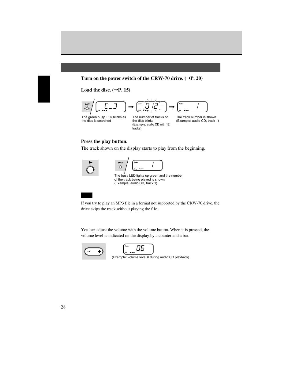Playback, P. 28, P. 28) | Yamaha CD Recordable/Rewritable Drive CRW-70 User Manual | Page 37 / 61