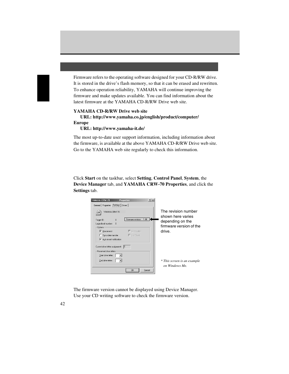 Firmware | Yamaha CD Recordable/Rewritable Drive CRW-70 User Manual | Page 51 / 61