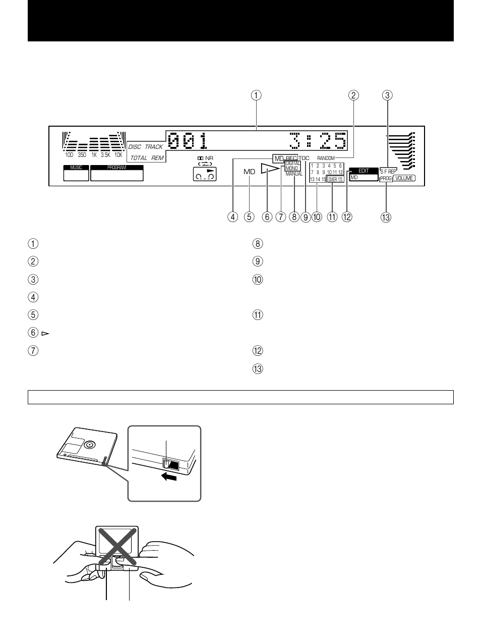 Playing an md, General information, Display information | Yamaha GX-900 User Manual | Page 34 / 56