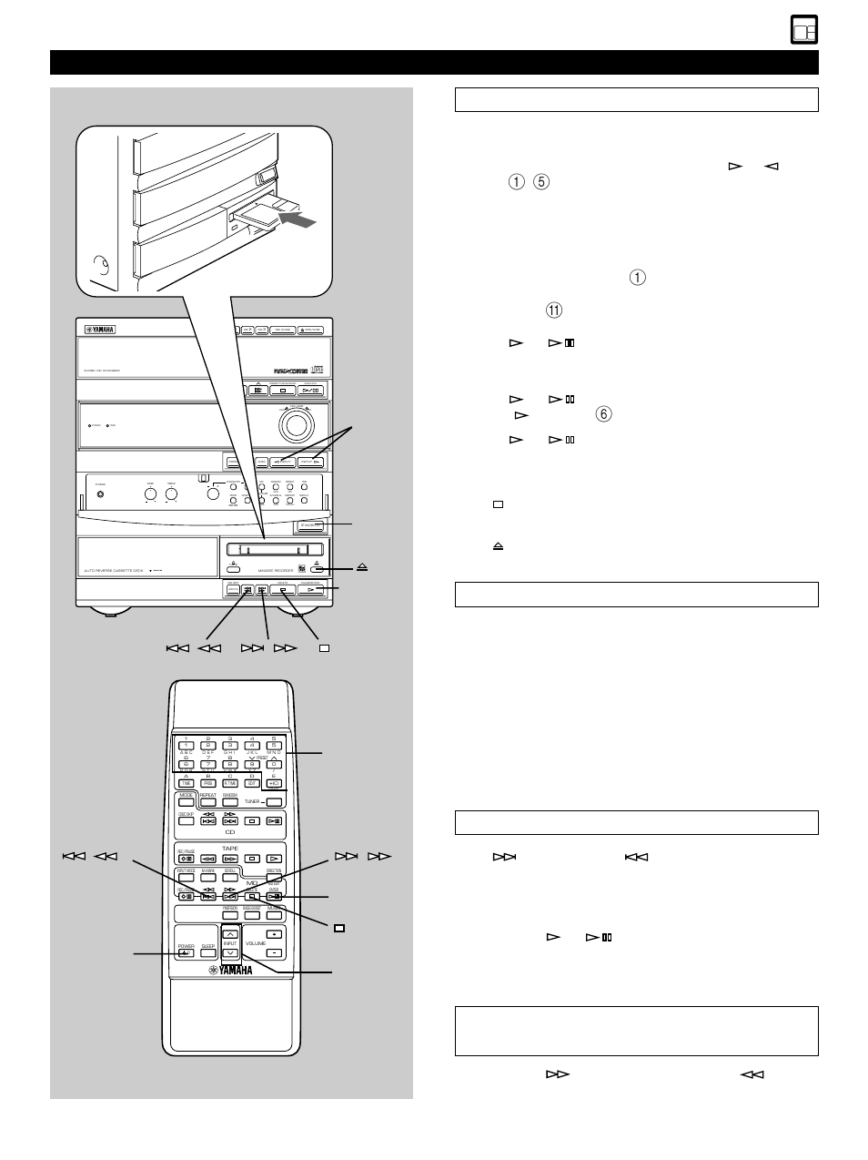 Basic play, To select the desired track directly, To play the desired track (skip) | To advance or reverse play rapidly (search), Basic play 1, Playing an md, Numeric buttons, Dolby b nr, Turn on the power, Select the md recorder by pressing input | Yamaha GX-900 User Manual | Page 35 / 56