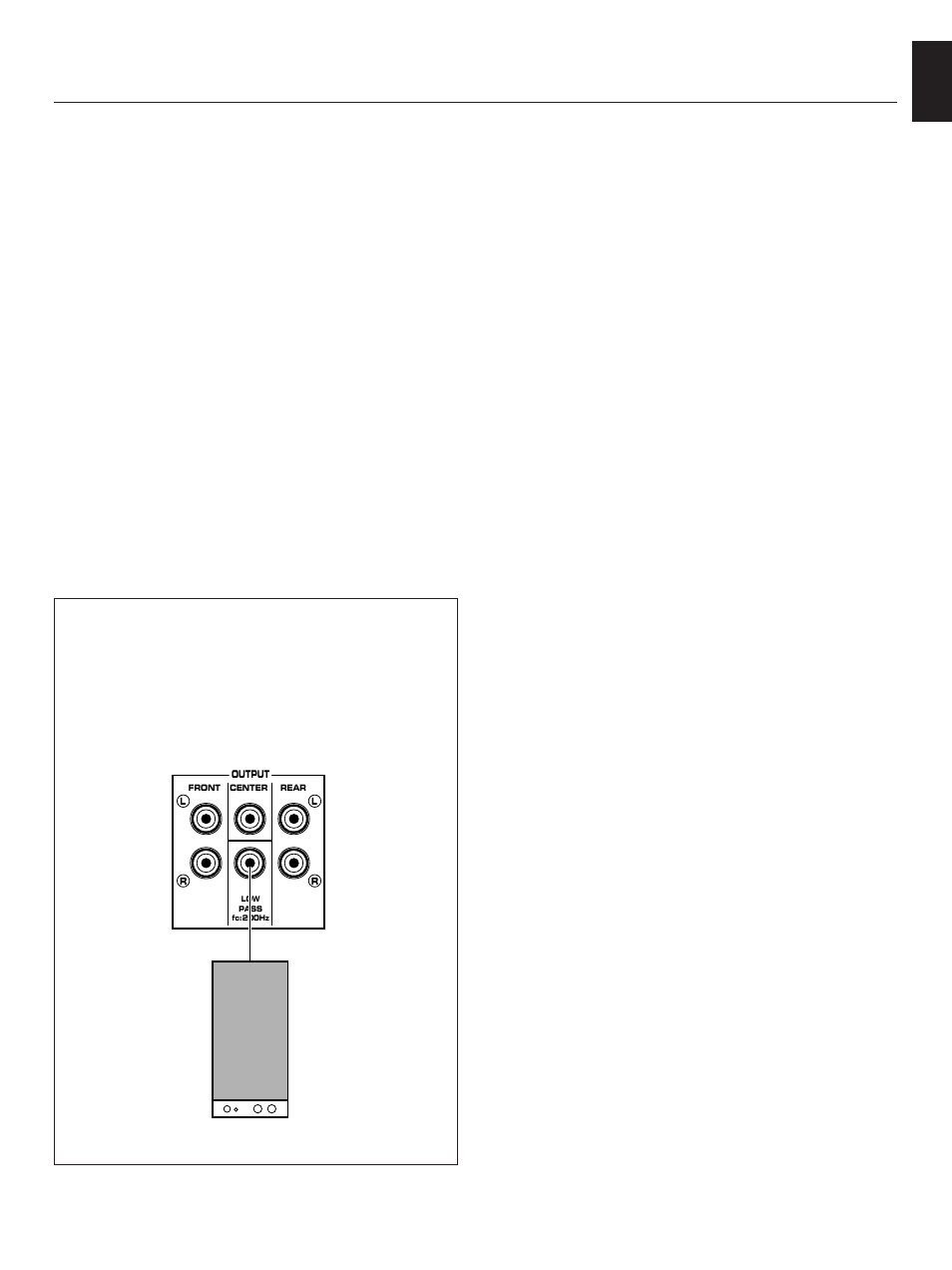 About the accessory terminals, English, Ac outlet(s) (switched) | Gnd terminal (for turntable use), Low pass terminal, Front output terminals, Rear output terminals, Center output terminal | Yamaha RX-V590RDS User Manual | Page 11 / 36