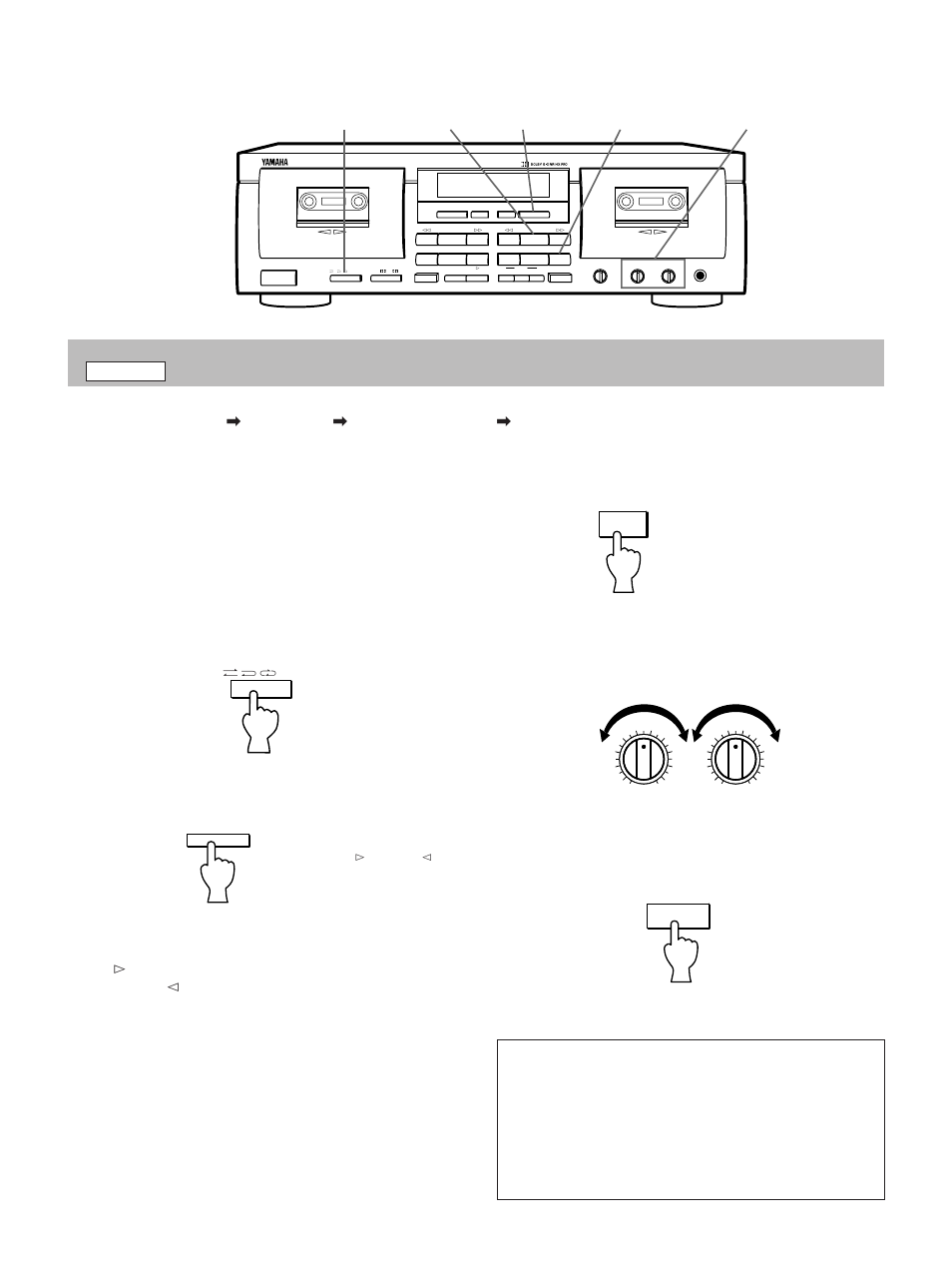 Relay recording ( kx-w592 only), Insert cassette tapes in both decks a and b, Set the mode selector to relay position | Rec/pause mode rec balance/level play direction, Direction | Yamaha KX-W592 User Manual | Page 14 / 20