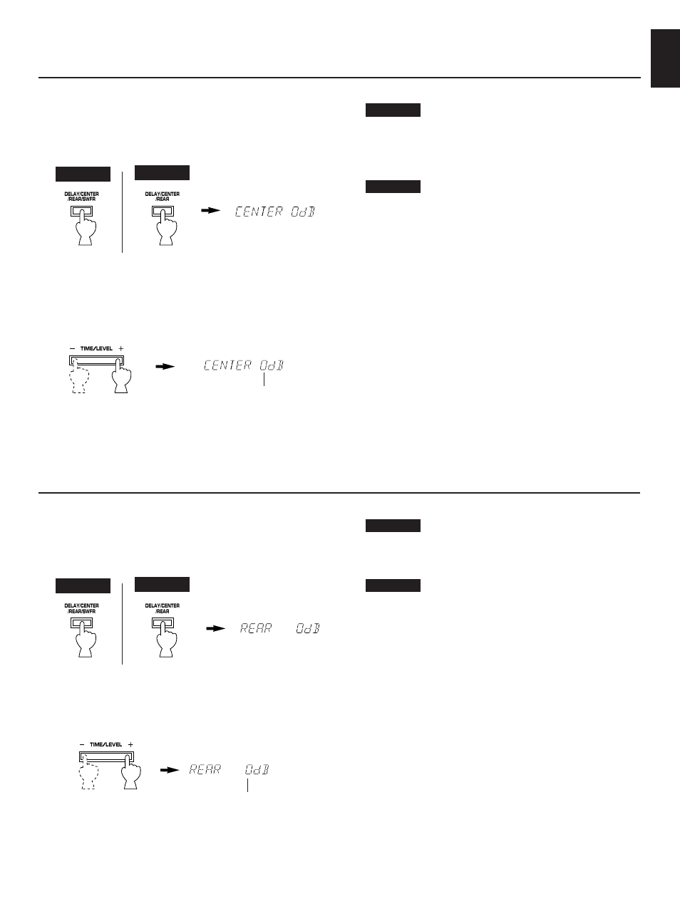 Adjustment of the center level, Adjustment of the rear level, English | Yamaha DSP-A492 User Manual | Page 29 / 34