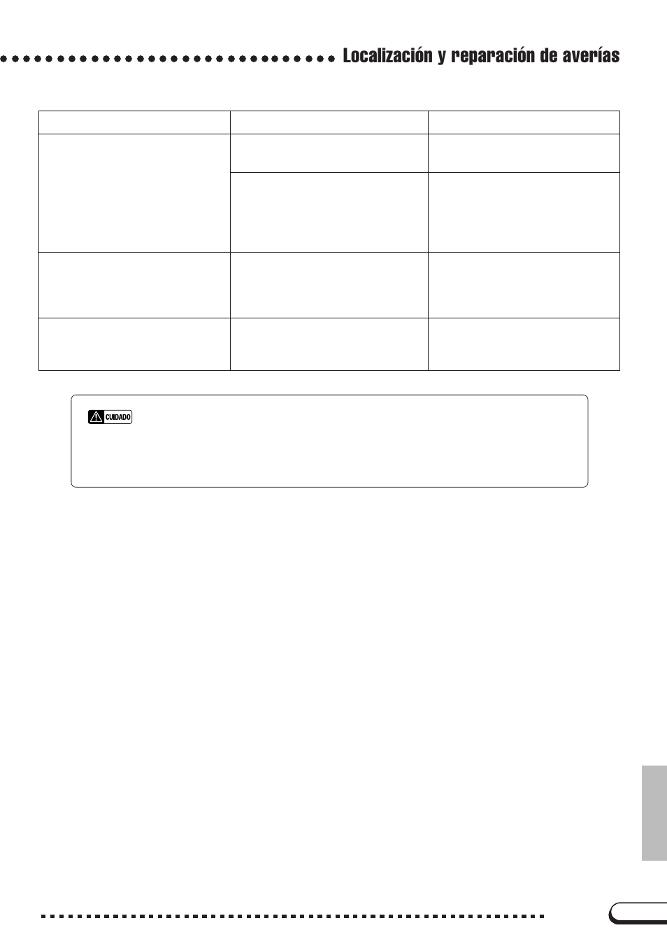 Localización y reparación de averías | Yamaha Clavinova CLP-98 User Manual | Page 29 / 75