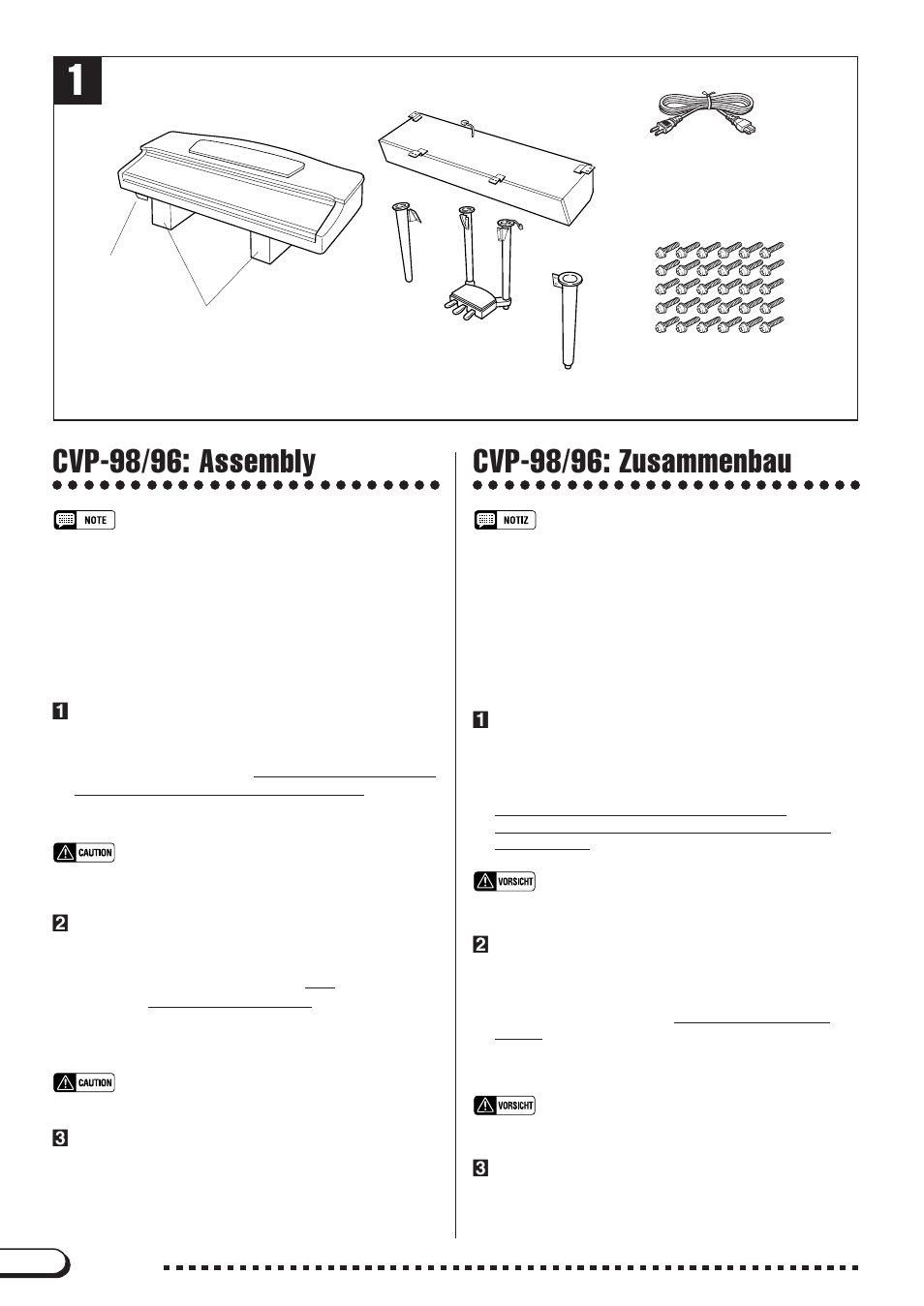 Cvp-98/96: assembly, Cvp-98/96: zusammenbau | Yamaha Clavinova CLP-98 User Manual | Page 68 / 75