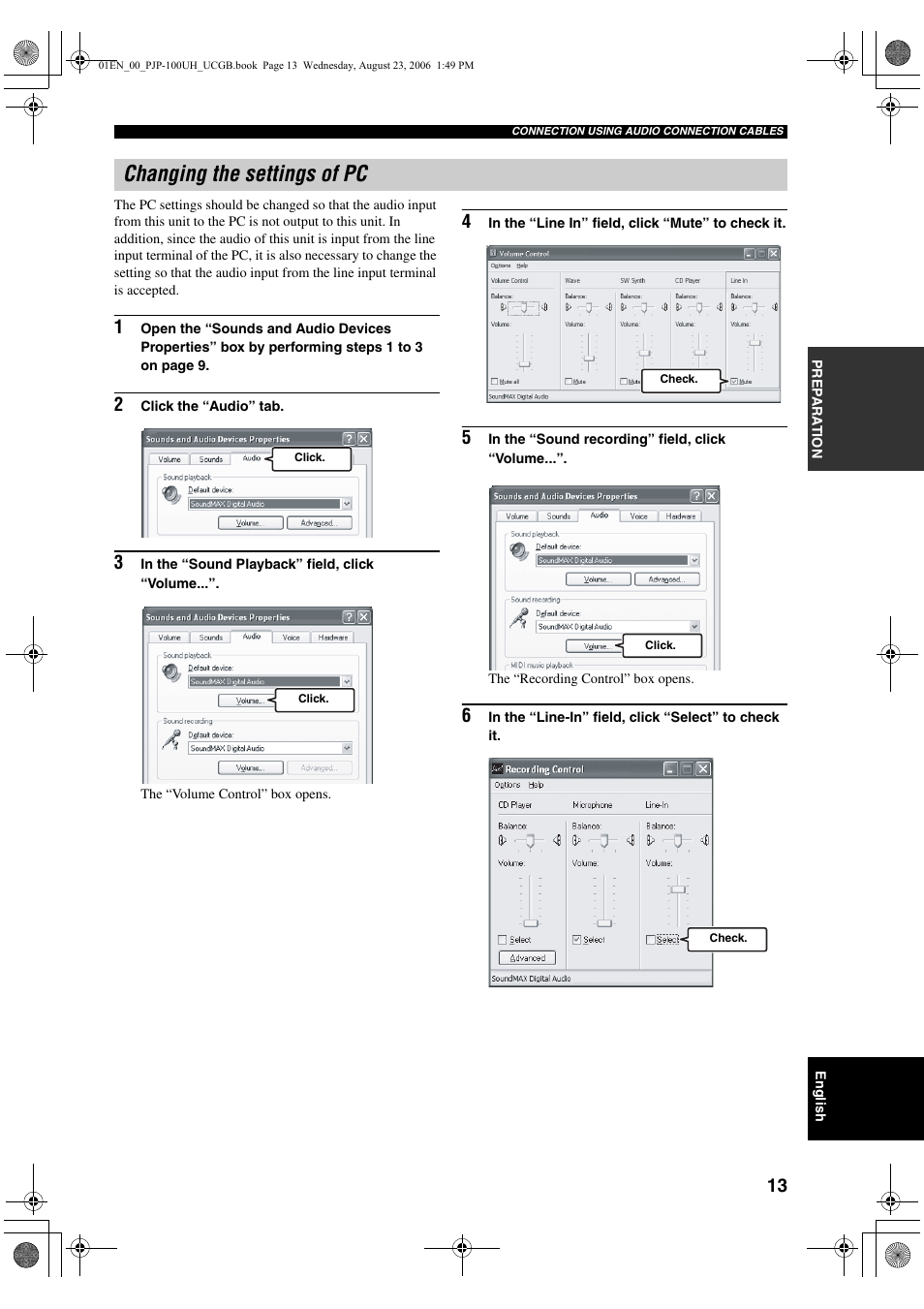 Changing the settings of pc | Yamaha PJP-100UH User Manual | Page 17 / 29