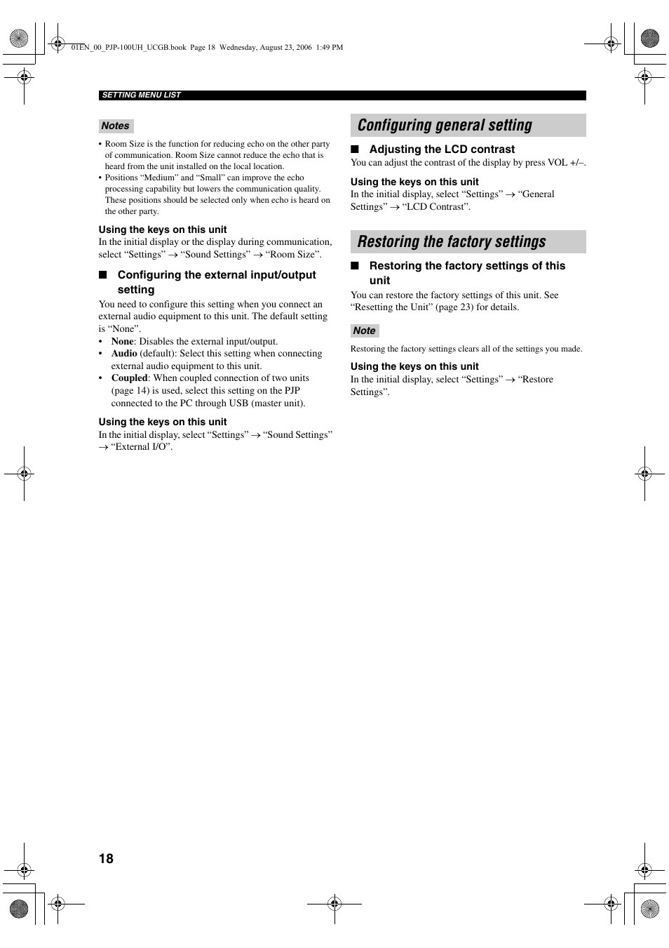 Yamaha PJP-100UH User Manual | Page 22 / 29
