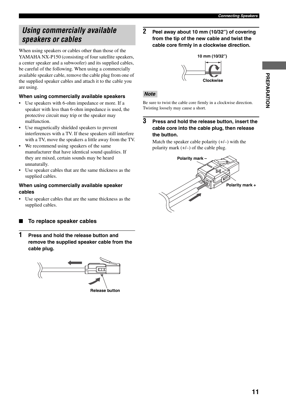 Using commercially available speakers or cables | Yamaha DVR-S150 User Manual | Page 16 / 99