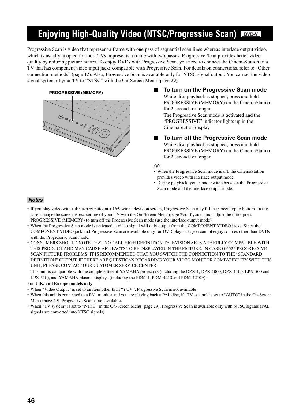 Enjoying high-quality video, Ntsc/progressive scan) | Yamaha DVR-S150 User Manual | Page 51 / 99