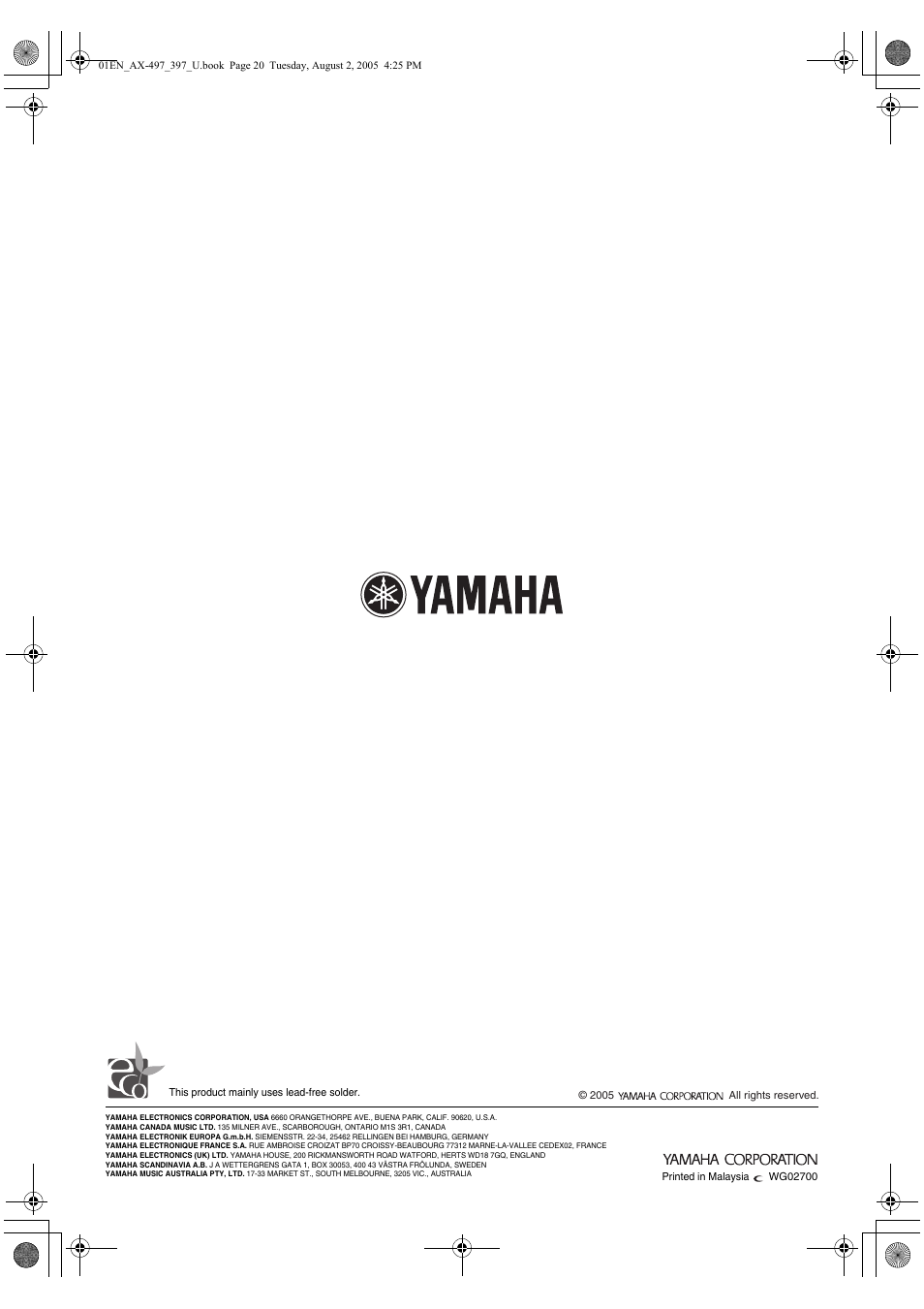 Yamaha AX-497  EN User Manual | Page 23 / 23