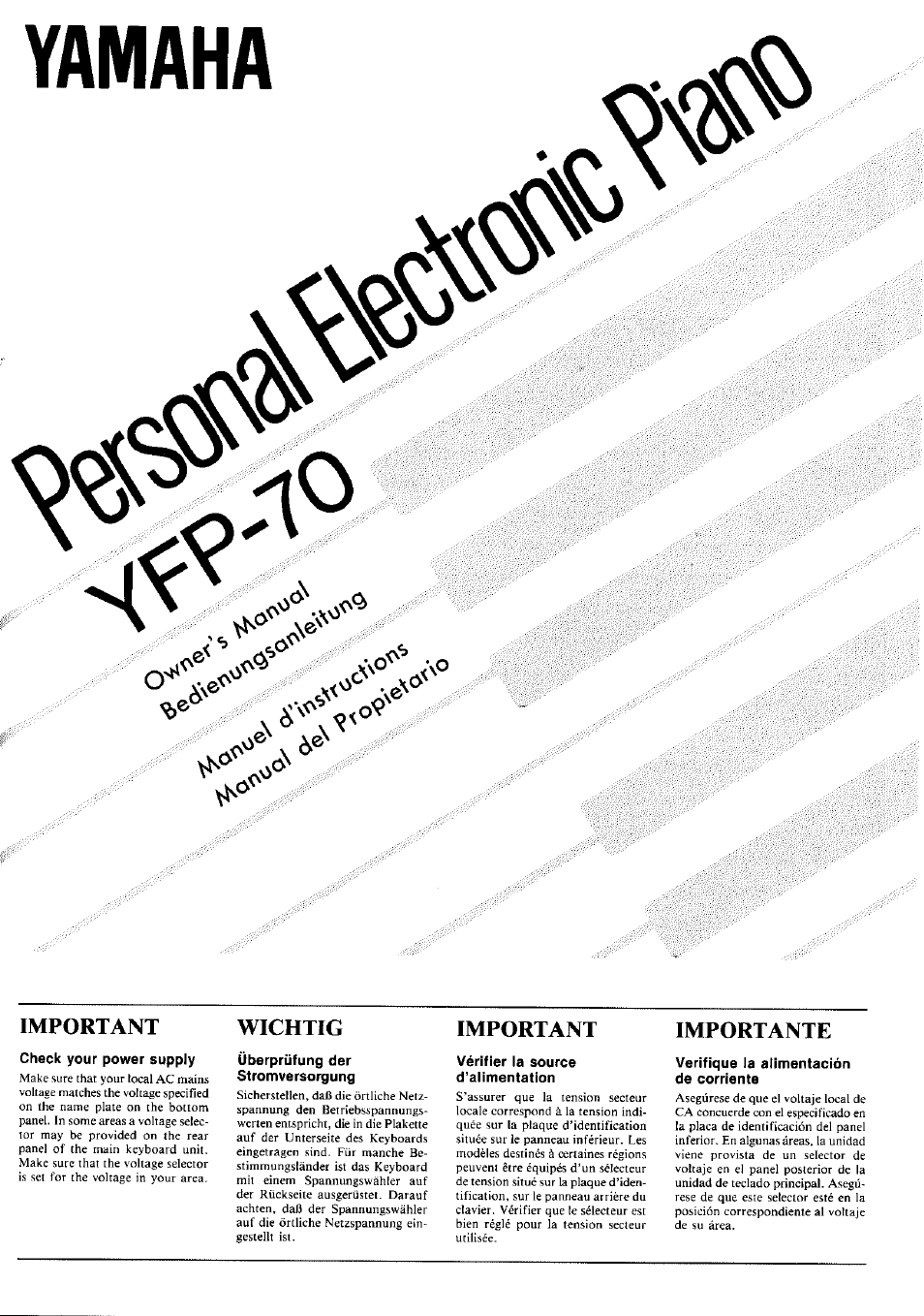 Yamaha YFP-70 User Manual | 27 pages