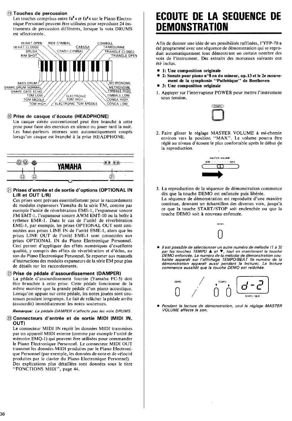 Ecoute de la sequence de demonstration, 1 1 yamaha, 1 1 (iî) | Yamaha YFP-70 User Manual | Page 12 / 27