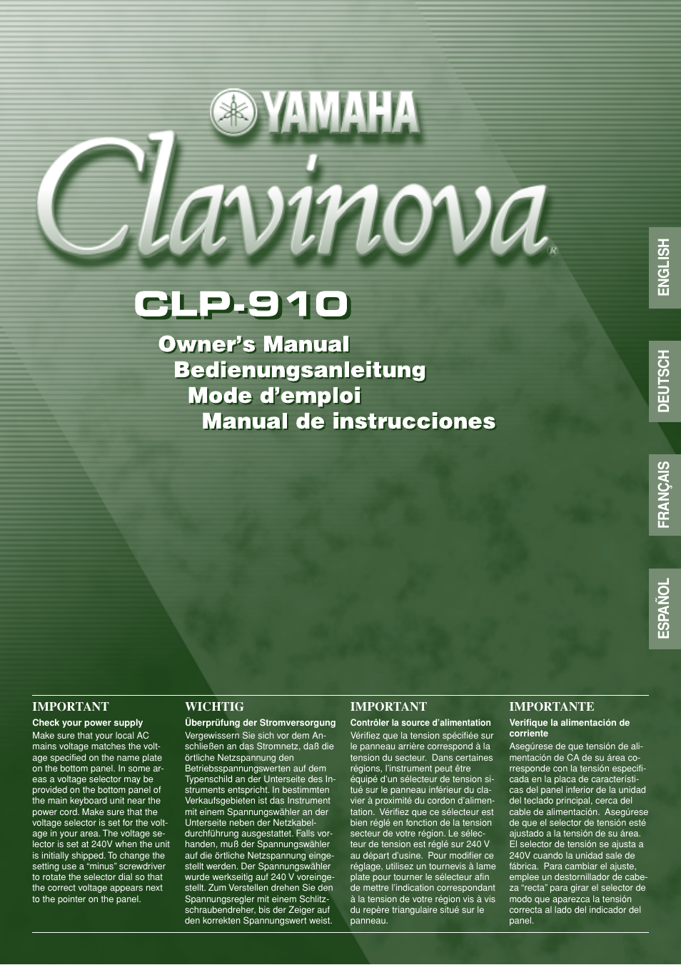 Yamaha CLP-910 User Manual | 32 pages