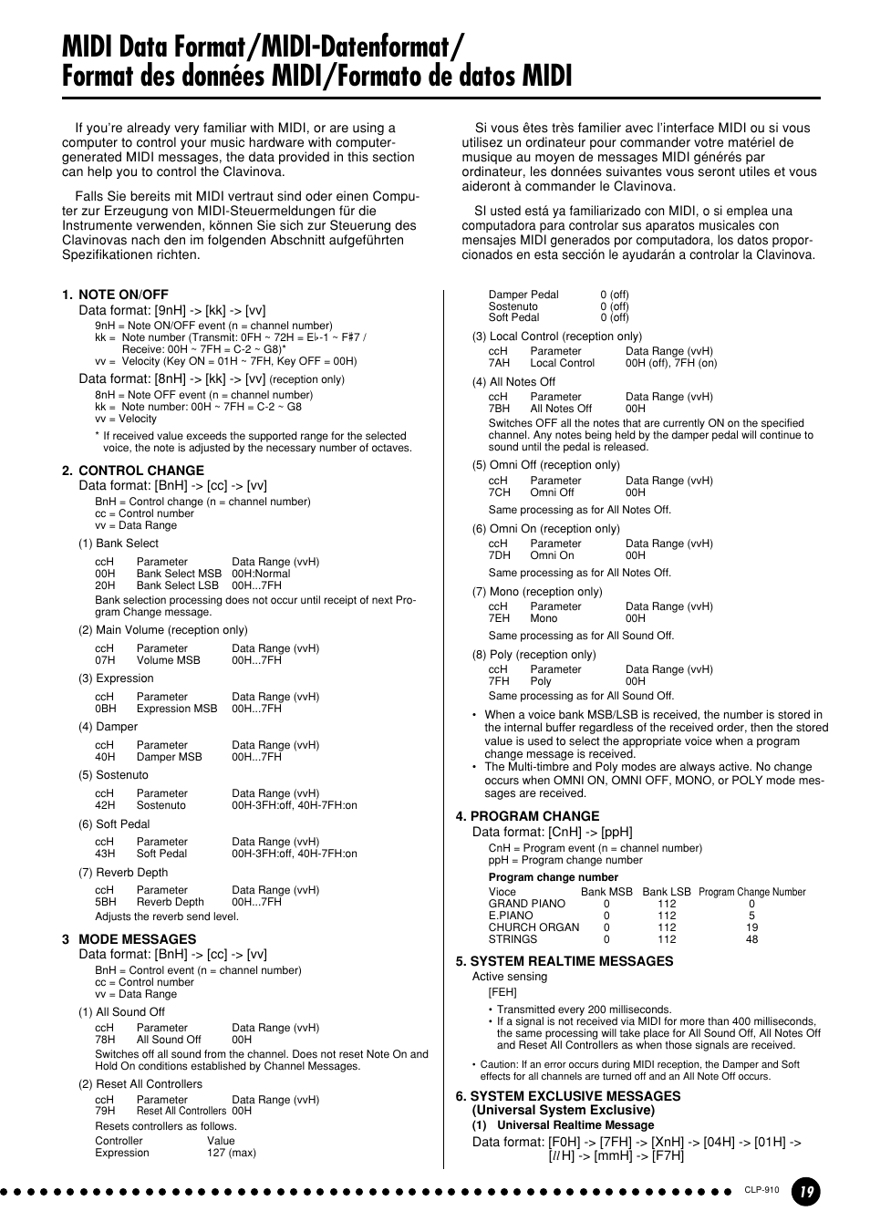 Yamaha CLP-910 User Manual | Page 19 / 32
