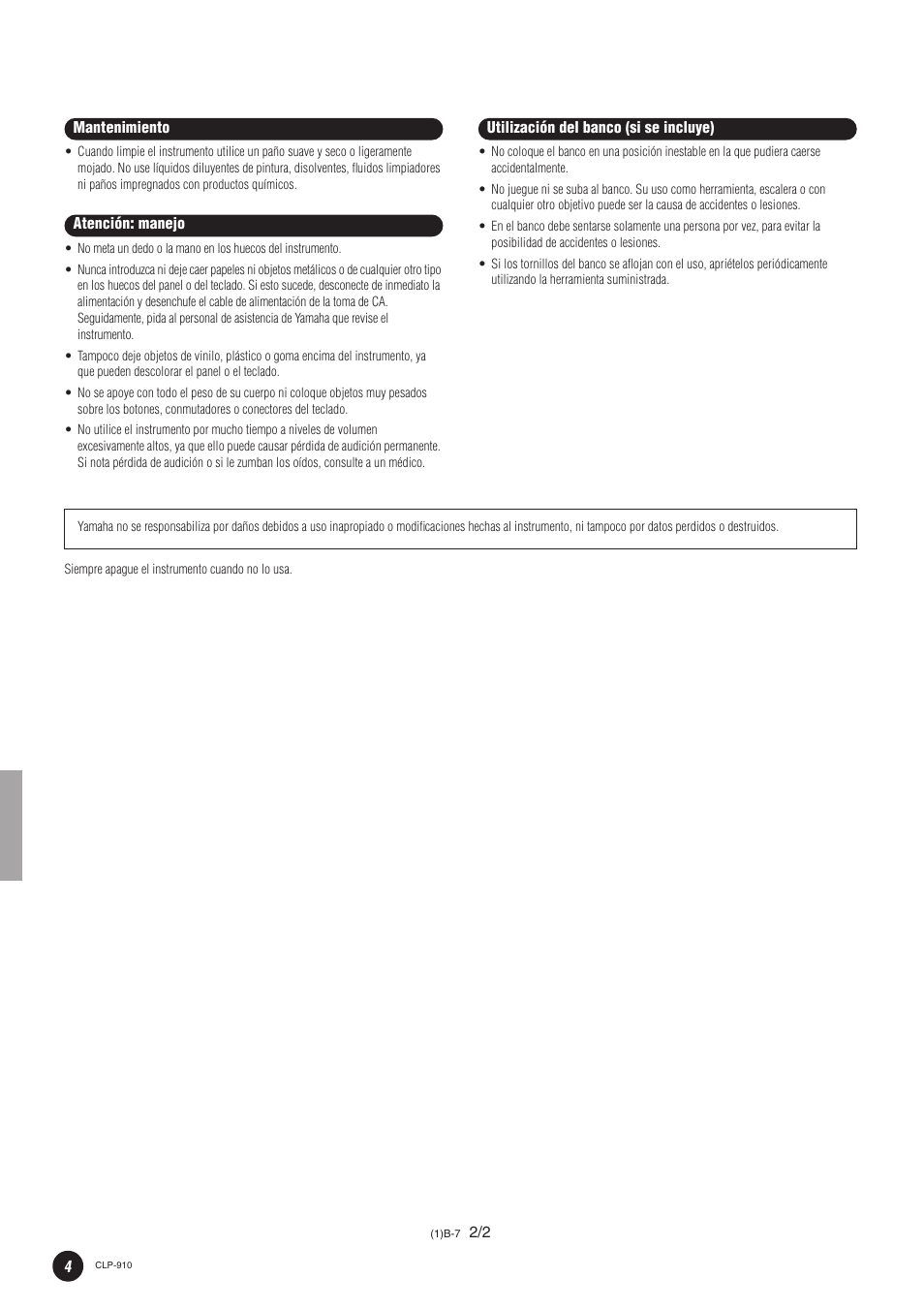 Yamaha CLP-910 User Manual | Page 4 / 32