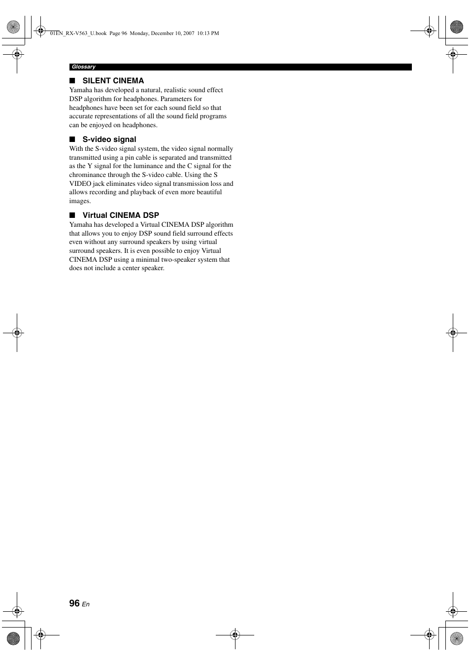 Yamaha RX-V563 User Manual | Page 100 / 111