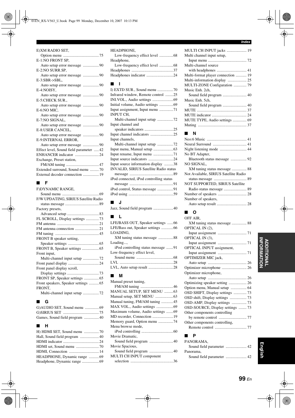 Yamaha RX-V563 User Manual | Page 103 / 111