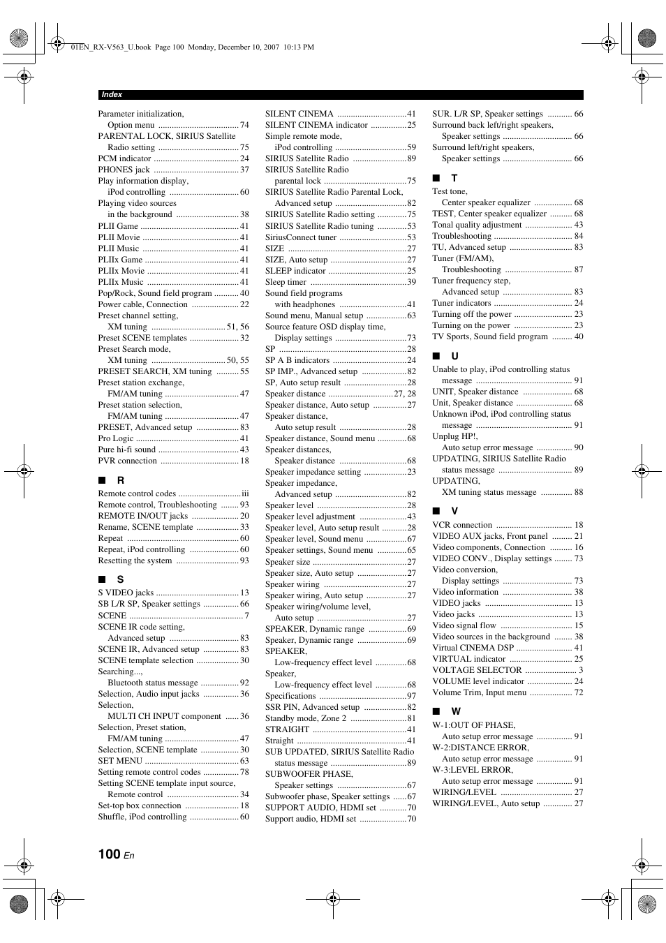 Yamaha RX-V563 User Manual | Page 104 / 111