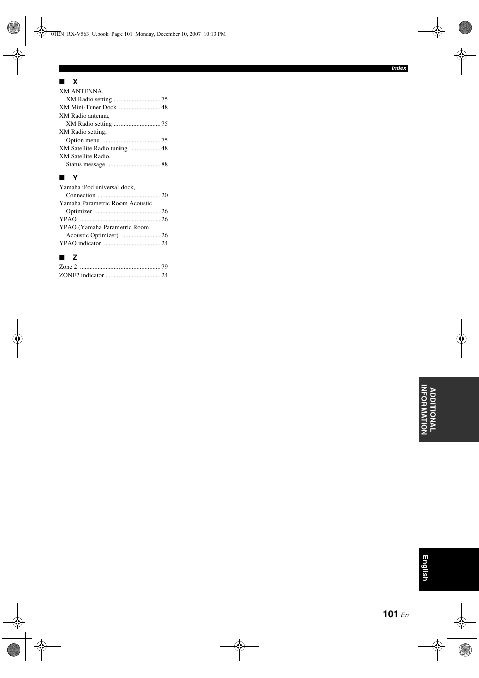 Yamaha RX-V563 User Manual | Page 105 / 111