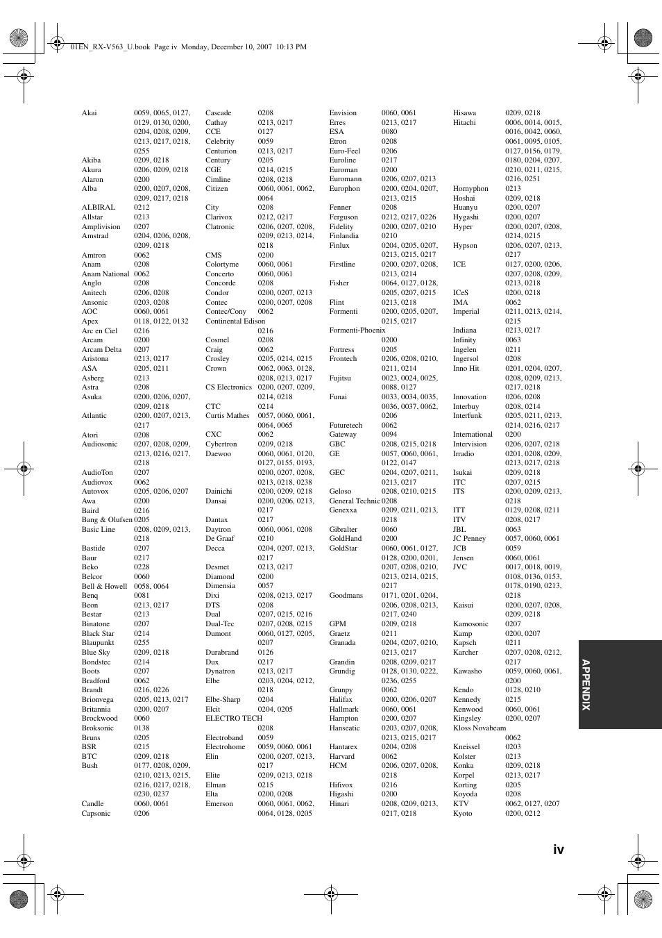 Yamaha RX-V563 User Manual | Page 109 / 111