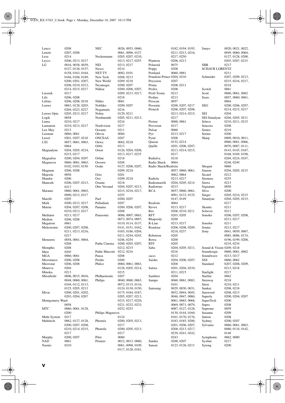 Yamaha RX-V563 User Manual | Page 110 / 111