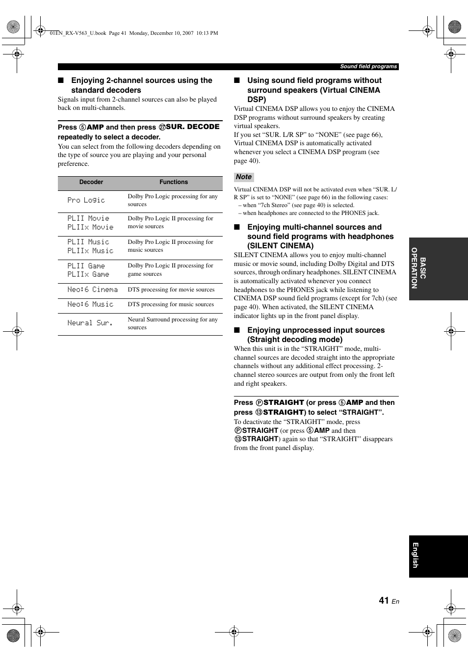 Yamaha RX-V563 User Manual | Page 45 / 111