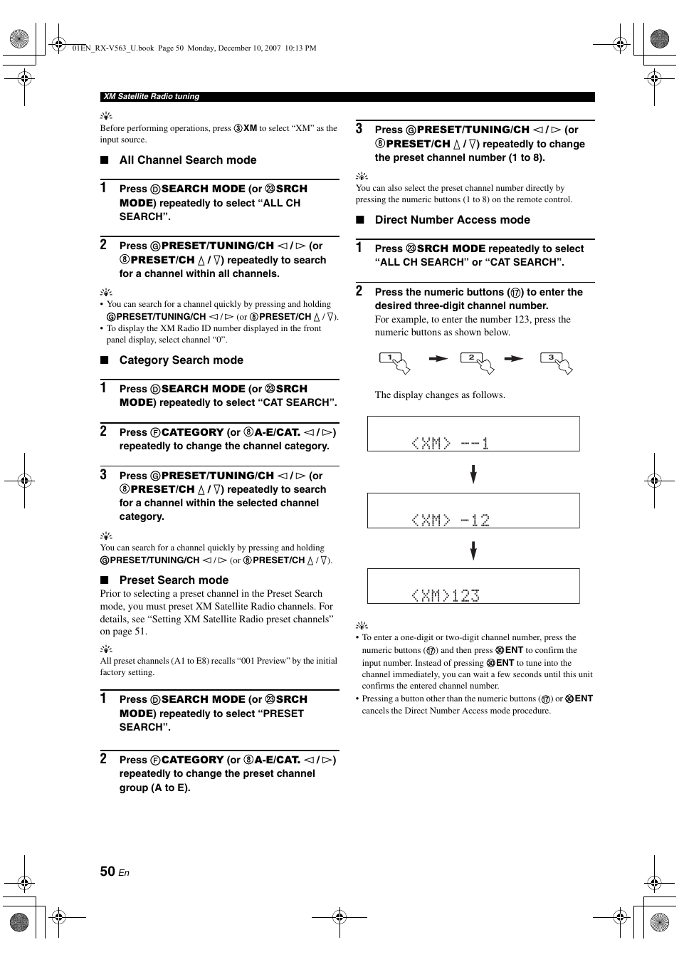 Xm>123, Xm> <xm> -12 | Yamaha RX-V563 User Manual | Page 54 / 111