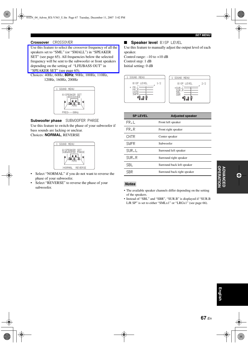 Yamaha RX-V563 User Manual | Page 71 / 111