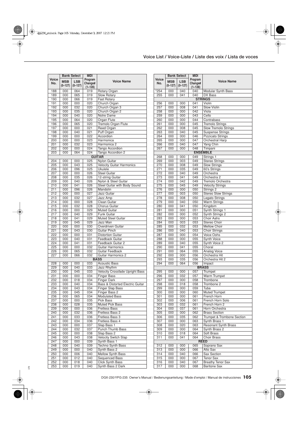 Yamaha DGX-230 User Manual | Page 105 / 128