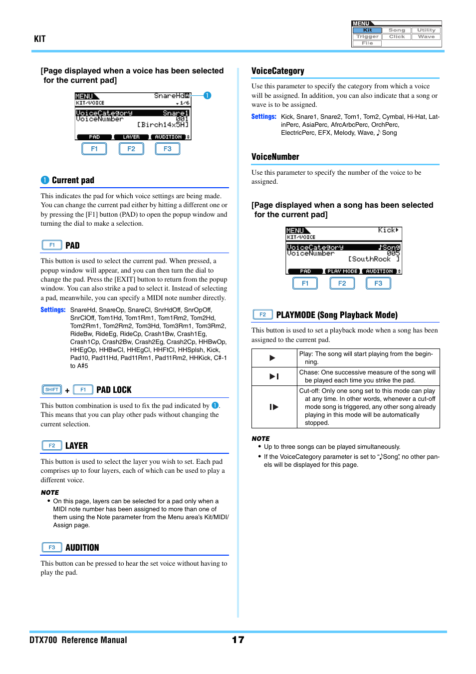 Nt pad, Voicecategory voicenumber | Yamaha DTX700 User Manual | Page 17 / 69