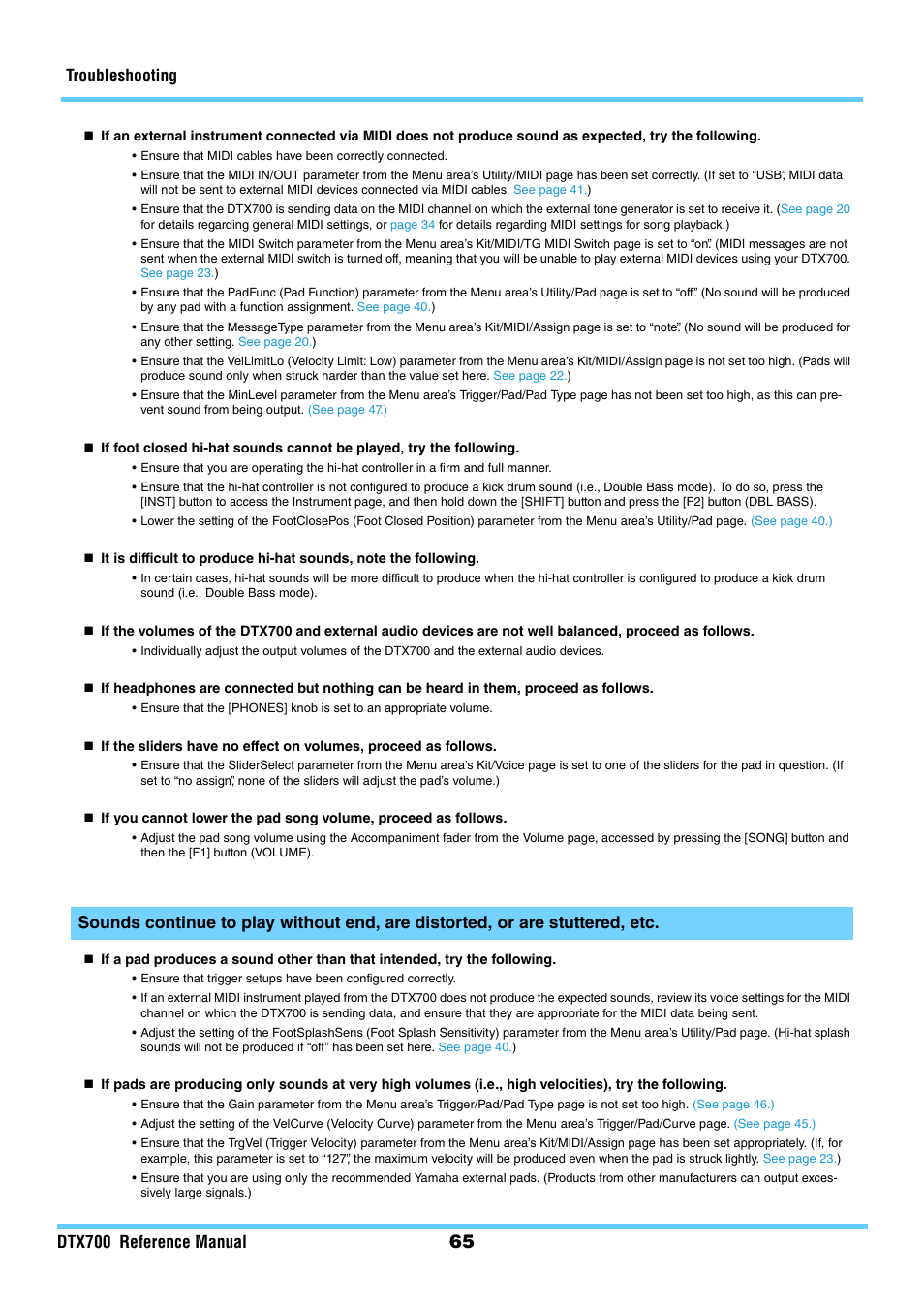 Troubleshooting dtx700 reference manual | Yamaha DTX700 User Manual | Page 65 / 69