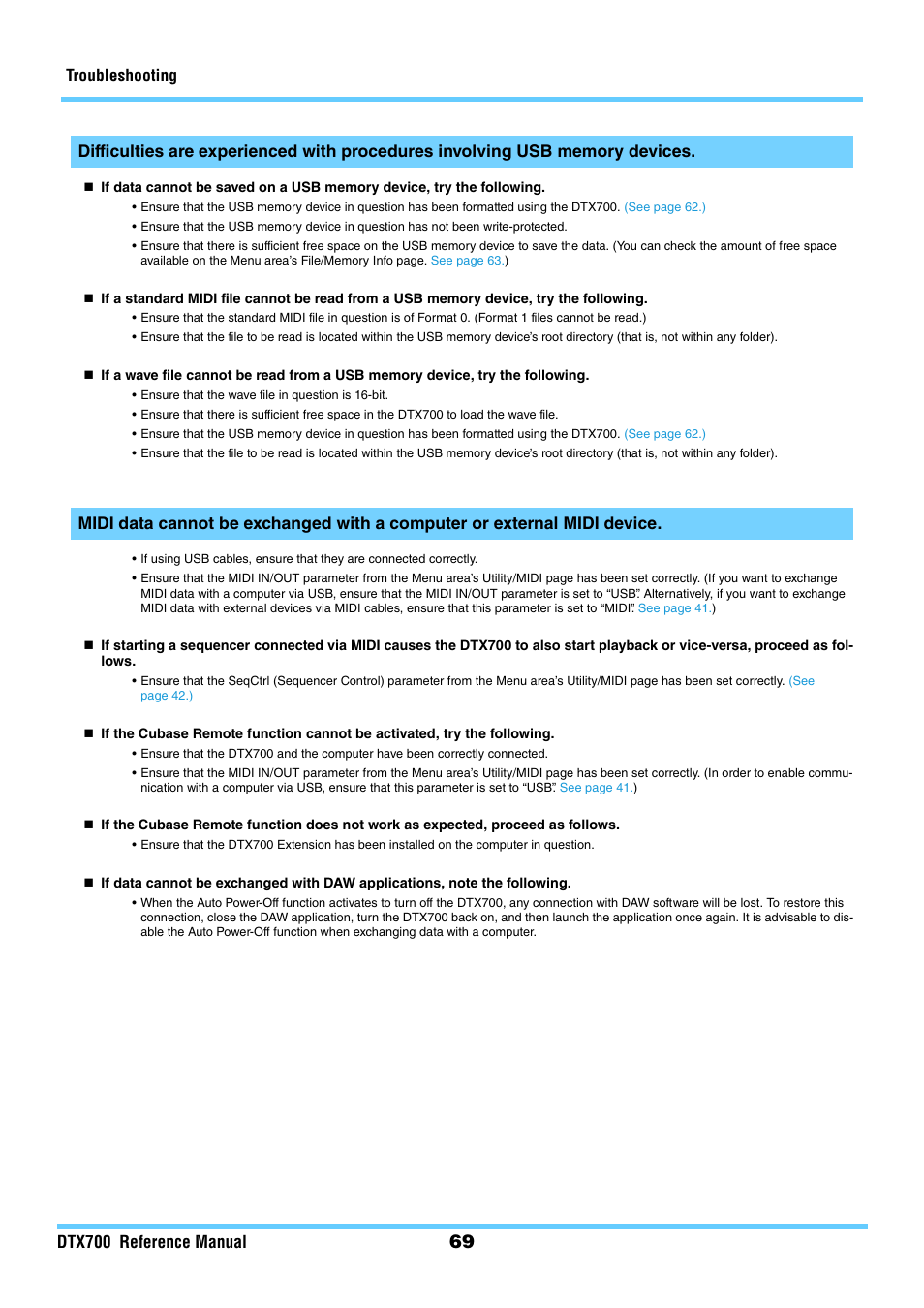 Troubleshooting dtx700 reference manual | Yamaha DTX700 User Manual | Page 69 / 69