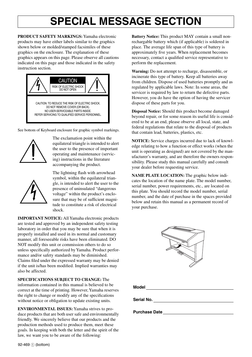 Yamaha Digital piano YDP-223 User Manual | Page 2 / 72