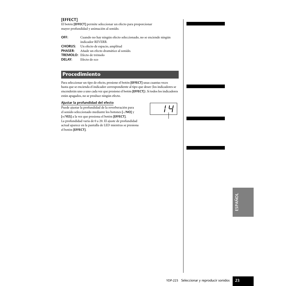 Procedimiento | Yamaha Digital piano YDP-223 User Manual | Page 23 / 72