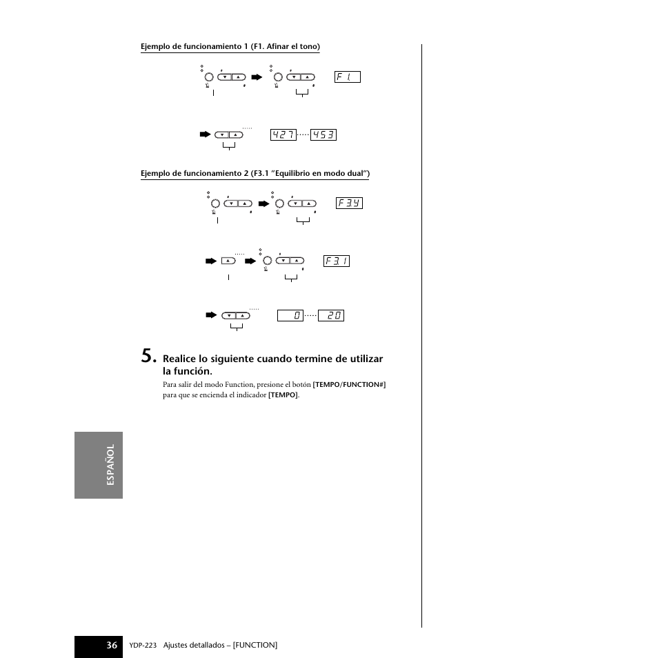 Espa ñ ol 36 | Yamaha Digital piano YDP-223 User Manual | Page 36 / 72