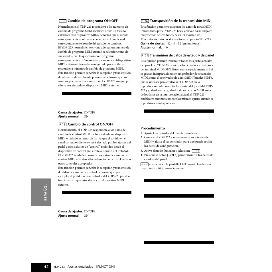 Yamaha Digital piano YDP-223 User Manual | Page 42 / 72