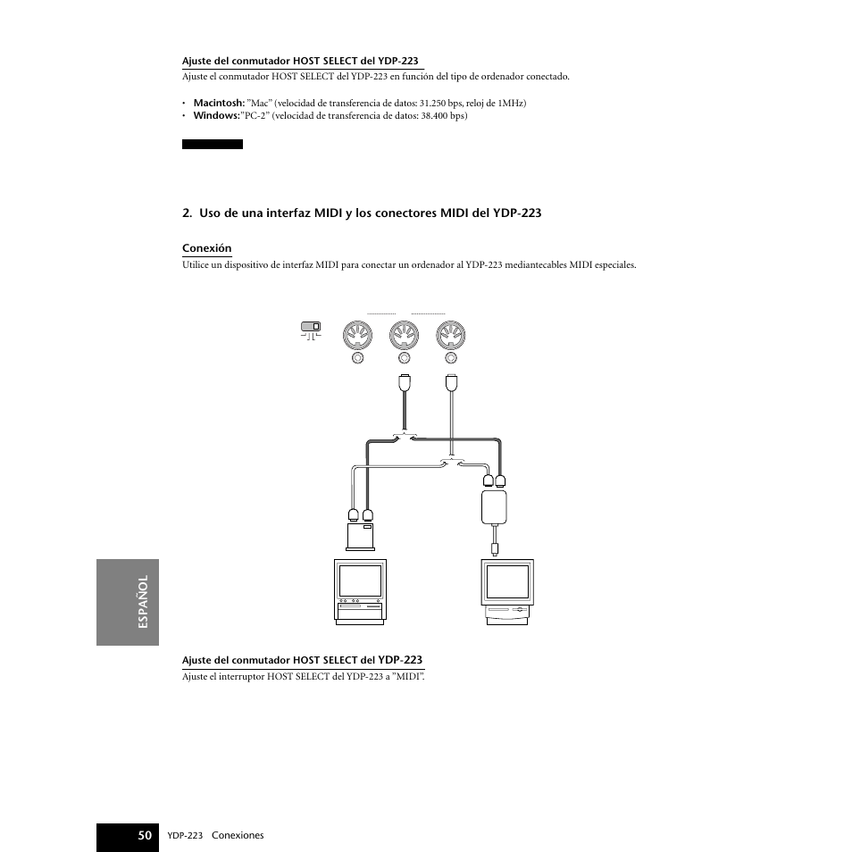 Espa ñ ol 50 | Yamaha Digital piano YDP-223 User Manual | Page 50 / 72