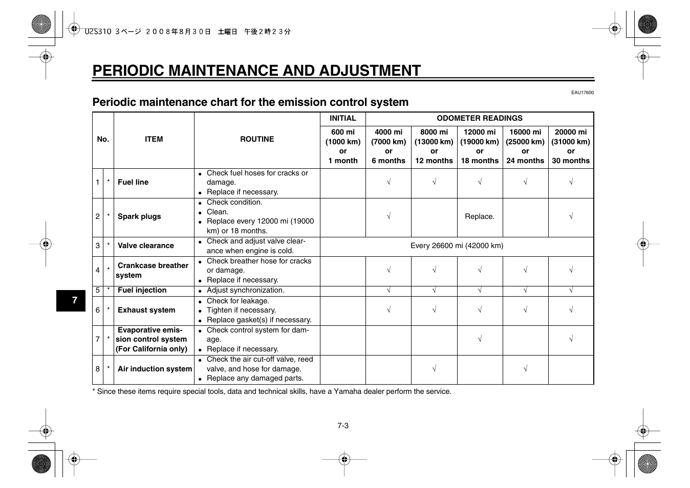 Periodic maintenance and adjustment | Yamaha VMX17Y(C) User Manual | Page 54 / 114
