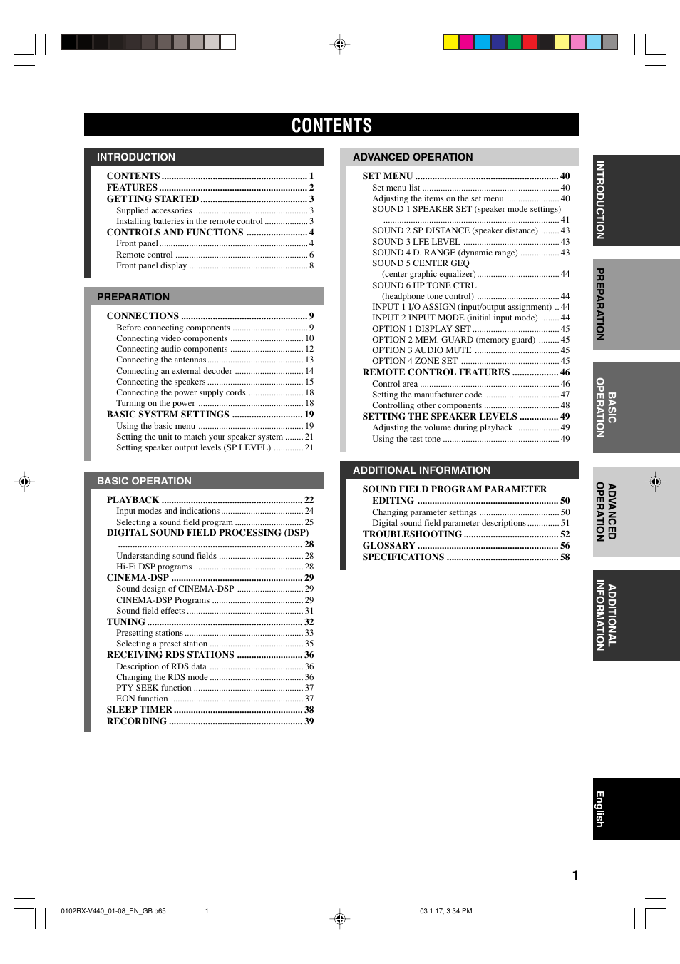 Yamaha RX-V440RDS  EN User Manual | Page 3 / 63