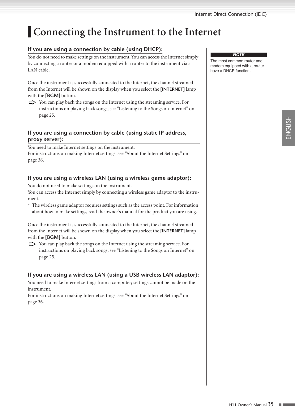 Connecting the instrument to the internet | Yamaha H11 User Manual | Page 35 / 66